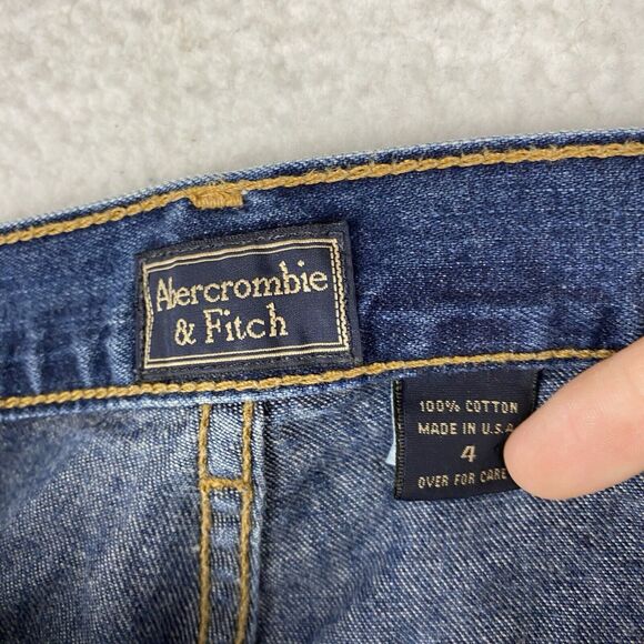Vtg Abercrombie & Fitch Jeans Womens Size 4 Blue Low Rise Flare Y2K Patch Pocket - Picture 8 of 13